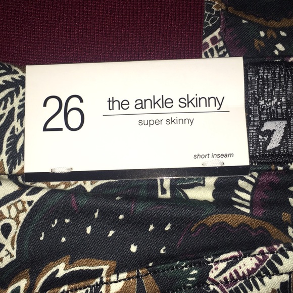 NWT 7 For All Mankind Women’s Ankle Super Skinny Stretch Paisley Print Pant - Picture 6 of 11